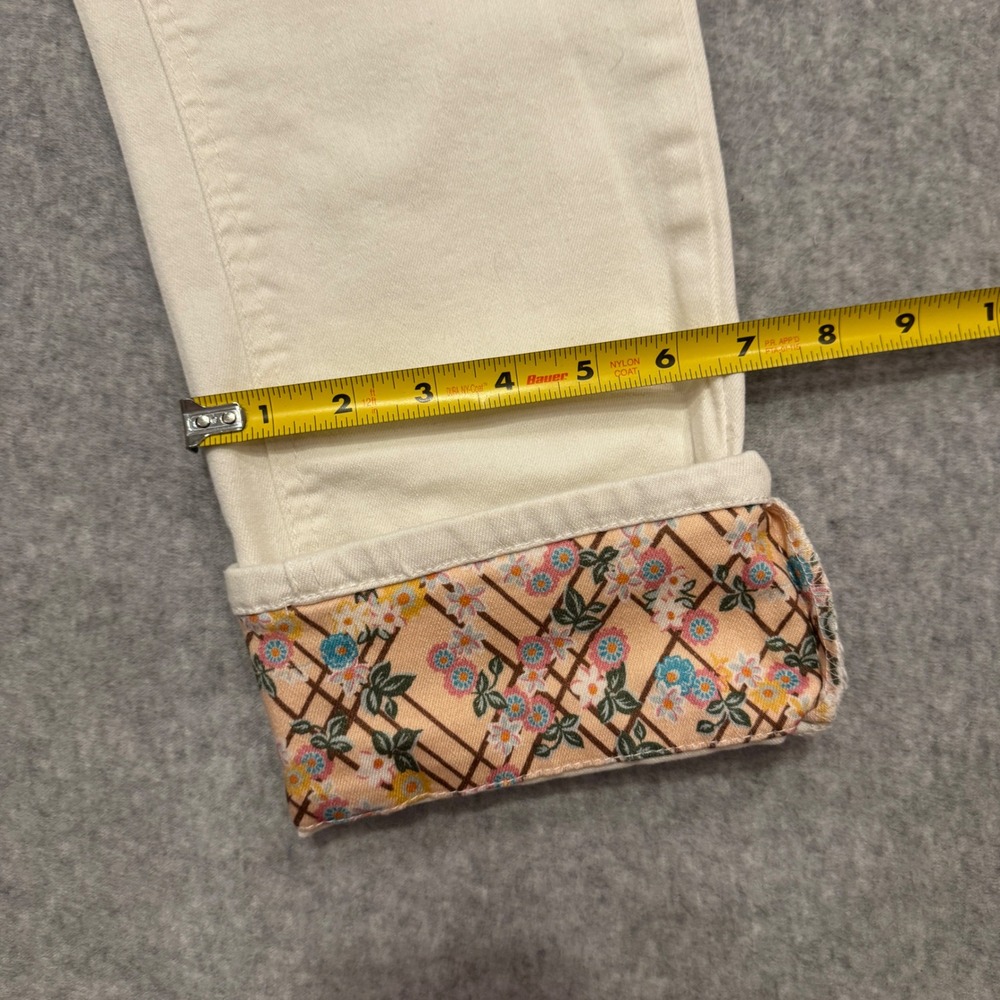 NWT Matilda Jane Womens White Floral Cuffed Denim Jeans Size 8 Straight Leg - Picture 6 of 12